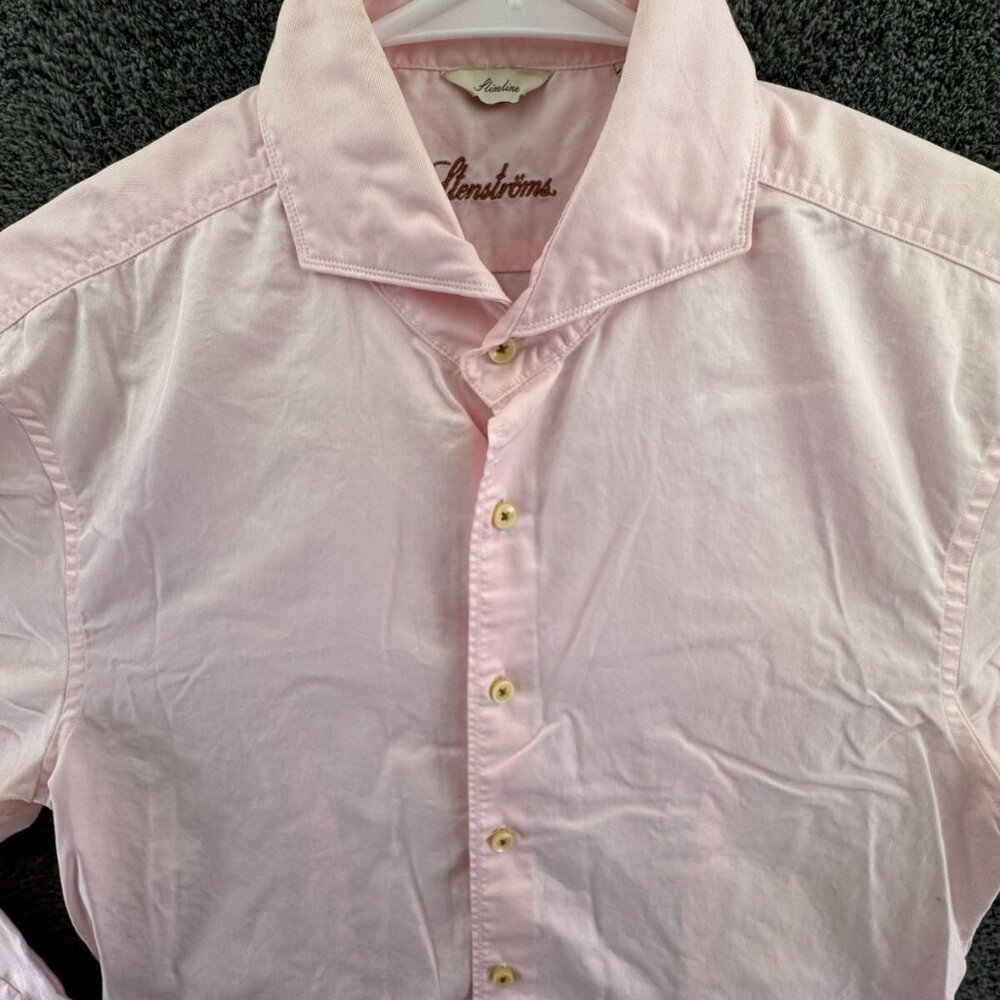 Stenstroms size small 14.5/15 100% Cotton Twill Pink Long Sleeve Dress Shirt